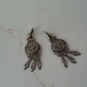 Elegant real Silver Dangle Vintage Earrings